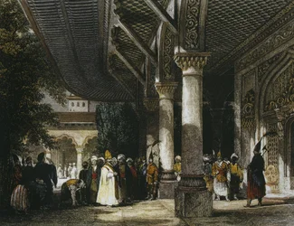 Innenansicht des Topkapi-Palastes mit Tor des Glücks (Bab-i-Saadet), Istanbul, 1839